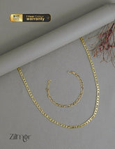 KY1011766- Anti Tarnish Figaro Link Chain Necklace & Gold Toned Link Chain  Bracelet Combo 1-Zilmor